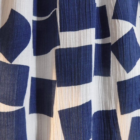 v-neck chiffon kimono-style geometric-print dress, vintage 1970s-1980s - Picture 12 of 16